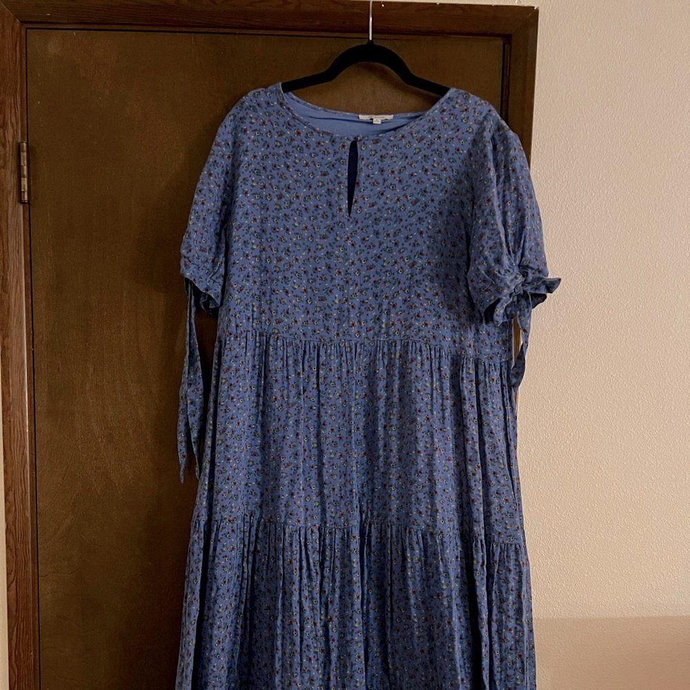 Madewell blue flowered 3 tiered maxi dress